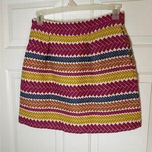 Anthropology Nomad Morgan Carper Jacquard Mini Skirt Pockets Zip Back Sz Med